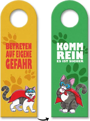 Produktbild von Türhänger Katzen-Motiv - Betreten auf eigene Gefahr oder Komm rein es ist sicher