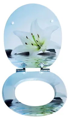 Obrázok produktu pre Večko toalety – sedadlo na toaletu – automatické spúšťanie – drevo – antibakteriálne – okrúhly tvar podľa európskej normy – 43 x 37 cm – nosnosť do 190 kg