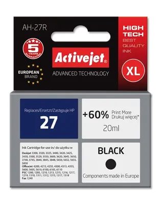 Produktbild von Wkład atramentowy Activejet AH-27R (zamiennik HP 27 C8727A; Premium; 20 ml; czarny)