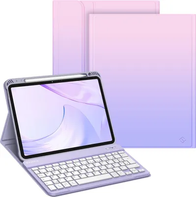 Produktbild von FINTIE Hülle mit Tastatur für iPad Air 11 Zoll M4/M3/M2 (2026/2025/2024), iPad Air 5./4. Gen 10,9 Zoll, TPU Rückschale Schutzhülle mit Stifthalter, magnetisch Abnehmbarer QWERTZ Keyboard,Trübe Marmor