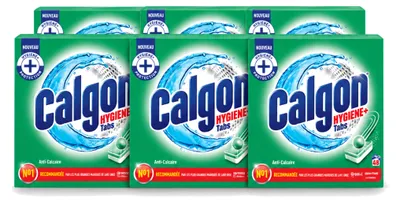 Imagen del producto de 6 tabletas de Calgon para la limpieza de lavadoras: protección contra la formación de cal, pack económico, 6 unidades