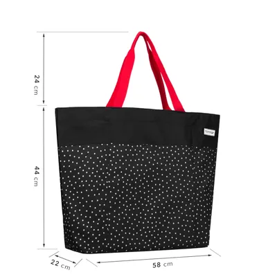 Produktbild von Oversized Bag Strandtasche mit extra viel Stauraum schwarz mit weißen Punkten Enkaufstasche - Schwarz Weiß