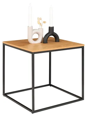 Immagine prodotto di Tavolino d'appoggio Vita effetto rovere con struttura in acciaio nero, 45×45×45 cm