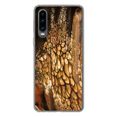 Produktbild von MuchoWow® Handyhülle Schutzhülle Hülle für Huawei P30 Farbe - Braun - Farbe gießen Silikon Softcase Handy Hülle - Kartenbesitzer
