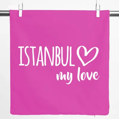 Produktbild von Huuraa Kissenbezug Istanbul my love 40x40cm Fuchsia Baumwolle Dekokissenbezug Geschenkidee