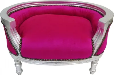 Produktbild von Barock Hunde & Katzen Sofa Pink/Silber - Hundesessel Sitz Hundebett Katzenbett Hund Katze Möbel
