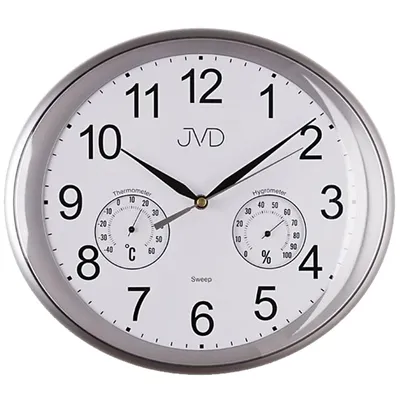 Produktbild von JVD HTP64.2 Wanduhr Baduhr Badezimmeruhr silbern leise Hygrometer Thermometer