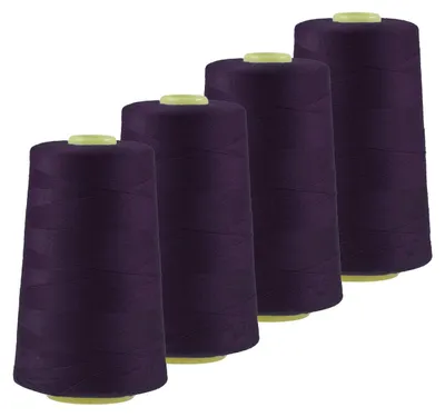 Produktbild von 4 x 4572m Qualitäts Overlock-Garn Overlock Nähgarn Farben 621 - 660, Farbe:A653 dunkelviolett