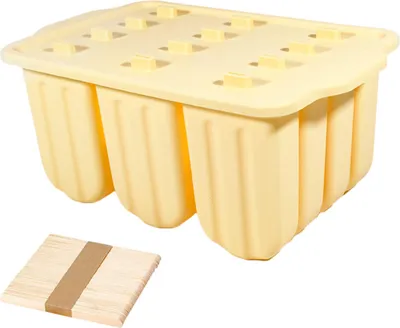 Produktbild von Silikonformen für Eis am Stiel, 12 Mulden, DIY-Eisformen mit Holzstäbchen, BPA-frei, Eis am Stielform, Sommer-Küchenzubehör