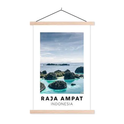 Produktbild von MuchoWow® Textilposter Indonesien - Meer - Insel 60x90 cm mit holzfarbenen Rahmen - Textil