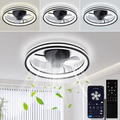 Obrázek produktu pro Jayseuw LED stropní ventilátor s osvětlením a dálkovým ovládáním Stmívatelné stropní světlo ložnice obývací 48CM