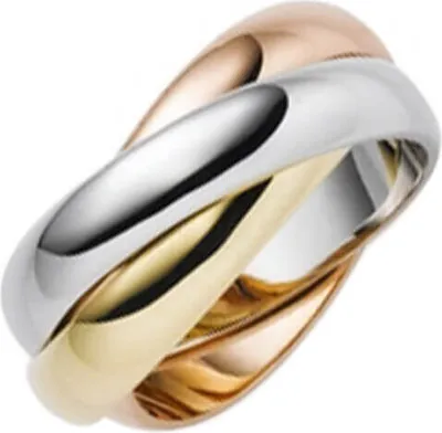 Produktbild von 3-er Ring 3x4,5mm 585 Gold Gelbgold Weißgold Rotgold massiv tricolor Trinity Innenumfang 56mm  Ø17.8mm