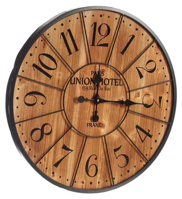 Wanduhr, mehrfarbig, rund, 60 x 60 x 4,5 cm, Holz/Metall