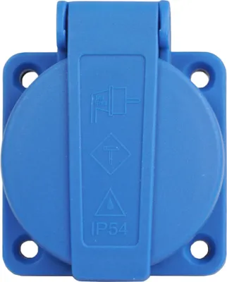 Produktbild von Schuko Einbausteckdose Anbausteckdose 1-Fach 16A 230V IP54 Blau Schraubanschluss