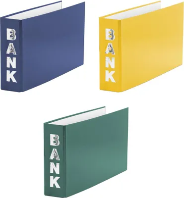 Produktbild von 3 Bankordner / 140x250mm / für Kontoauszüge / Farbe: je 1x gelb, blau, grün