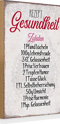 Produktbild von Holzschild Spruch 20x30cm Rezept Gesundheit Zutaten