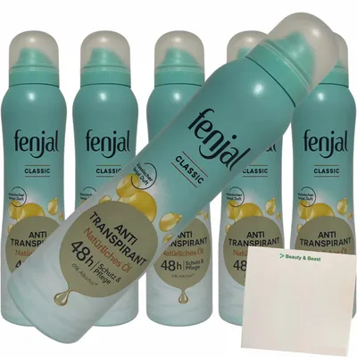 Produktbild von Fenjal Classic Antitranspirant Spray 6er Pack (6x150ml Flasche) + usy Block
