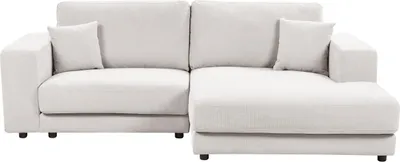 Produktbild von BELIANI Ecksofa Cremeweiß Stoff L-förmig 3-Sitzer Sofa mit Chaiselongue Linksseitig Wohnzimmermöbel Modern Wohnzimmer Ausstattung Wohnecke Sitzecke
