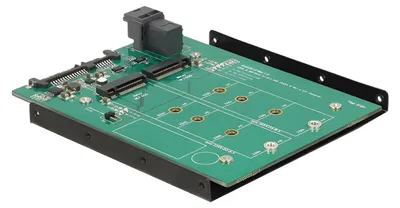 Produktbild von Delock Converter SATA 22 pin / SFF-8643 NVMe > 1 x M.2 NGFF Key M + 1 x M.2 NGFF Key B - Laufwerksschachtadapter - 3.5" to 2 x M.2/ SFF (8.9 cm to 2 x M.2/ SFF)