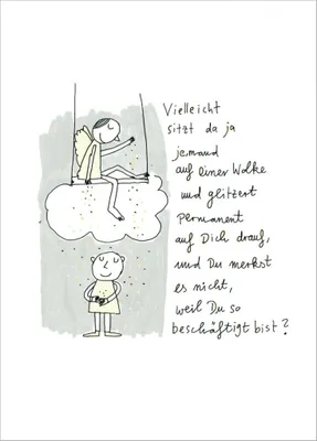 Produktbild von Postkarte Karindrawings "Vielleicht sitzt da ja jemand auf einer Wolke ..."