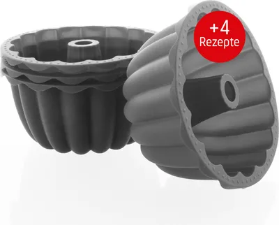 Produktbild von Coolinato Silikon Dessert Backformen Set 4tlg. GRAU, inkl. Rezepte