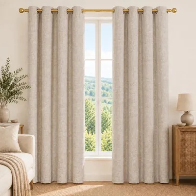 Verdunkelungsvorhänge Linnenlook 2er-Set 140x245 cm Khaki