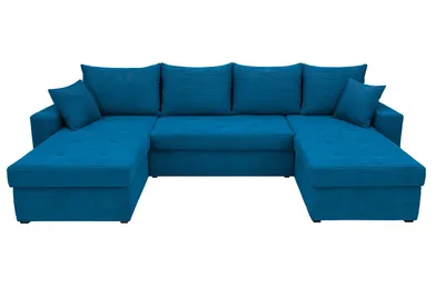 Produktbild von U-Form Ecksofa Gustaw mit Schlaffunktion und Kissen, Cordstoff Zoom 14 Lagoon