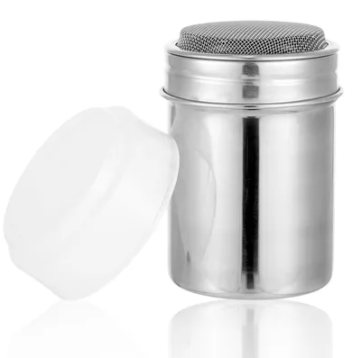 Produktbild von Puderzuckerstreuer Edelstahl mit Deckel 6x8.5cm Zuckerstreuer Kakaostreuer Staubzuckerstreuer für Backen Kaffee Zucker Salz Kakao Zimt