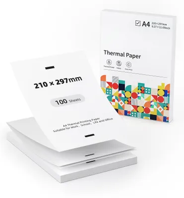 A4 Thermopapier 210x297 mm, 100 Blatt, für tragbare Drucker