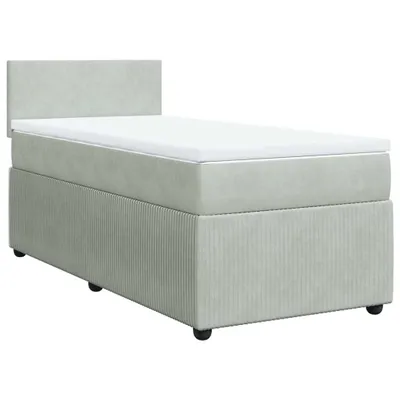 Produktbild von Boxspringbett mit Matratze Hellgrau 90x200 cm Samt