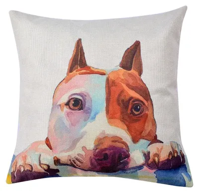 Produktbild von Clayre & Eef Kissenbezug 43x43 cm Weiß Braun Polyester Hund