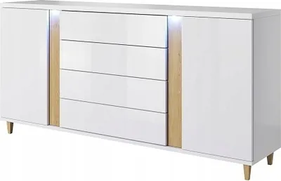 Produktbild von Moderne Kommode MARCO 180 Gloss LED! (WEISS/HOLZ)