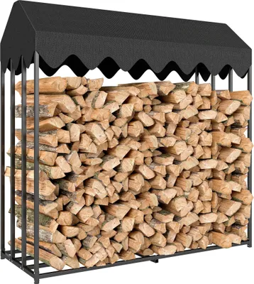 Produktbild von Brennholzregal - Outdoor Holzlager - 186×70×185 cm - Wasserdichte 600D Oxford-Abdeckung - Stahlrahmen - Tragkraft 300 kg - Garten/Terrasse - Schokoladenbraun