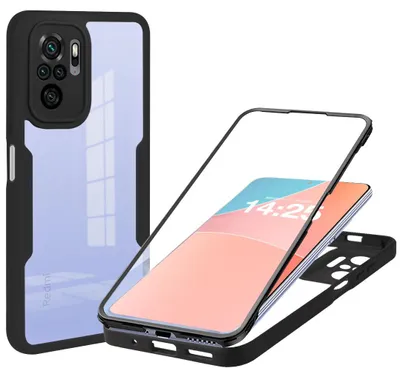 Produktbild von 360 Grad Rundum Schutz Handyhülle für Xiaomi Redmi Note 10 Pro Full Cover Vollschutz Case Farbe: Schwarz