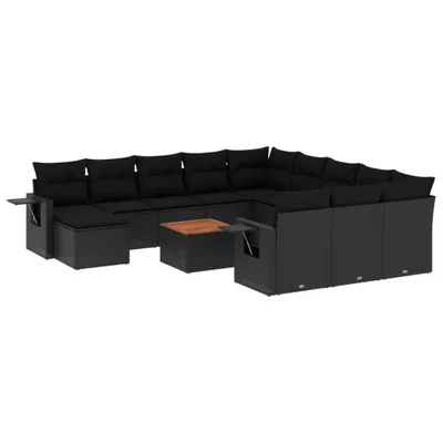 Immagine prodotto di vidaXL Set di divani da giardino da 13 pezzi con cuscini in polirattan nero