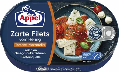 Immagine prodotto di Appel Filetti teneri di aringa pomodoro-mozzarella (barattolo da 200 g)