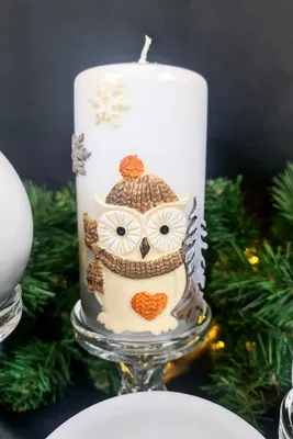 Produktbild von Adpal Stumpenkerze 150/70 Schneeeule Weihnachten