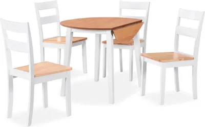 Produktbild von Essgruppe 5-tlg. MDF und Gummibaumholz Weiß