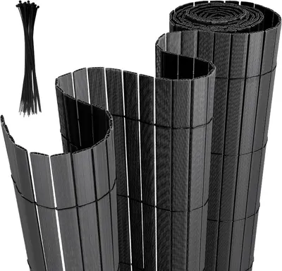 Produktbild von Jopassy PVC Sichtschutzmatte Verstärkung Innen, Balkon Sichtschutz mit Kabelbindern, Sichtschutzzaun Windschutz Wasserdicht ohne Bohren für Balkon Garten, Grau 0,8 x 3m
