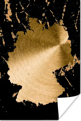 Produktbild von MuchoWow® Poster Karte von Europa - Deutschland - Gold 80x120 cm - Papierdruck
