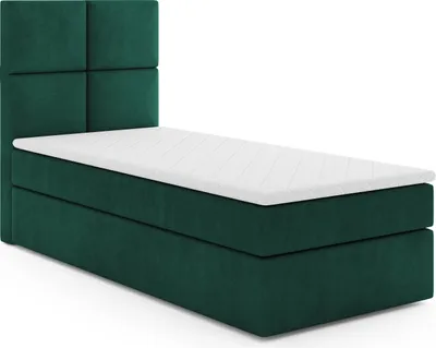 Produktbild von MR GROUP Boxspringbett OMIS 100x200 links Kinderbett Jugendbett Einzelbetten Bett mit Stauraum Polsterbett Matratze Topper H3 Schlafzimmer grün