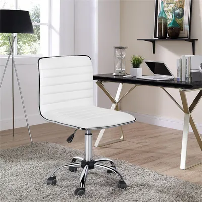 Produktbild von Yaheetech Bürostuhl ohne Armlehnen, Drenstuhl mit Rollen, höhenverstellbar, Weiß