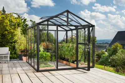 Produktbild von Vitavia  Gewächshaus Zeus2 8100 ESG 4mm u. HKP 10mm, schwarz, 278105