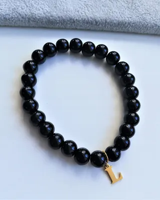 Produktbild von Schwarzes Elastisches Armband Mit Einem Stahlbuchstaben