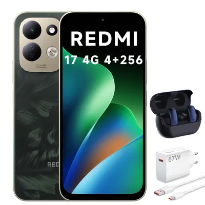 Produktbild von Xiaomi REDMI 17 4G Smartphone 4GB 256GB Grün 6,9 Zoll 7500mAh mit 67W Ladegerät + Bluetooth-Kopfhörer