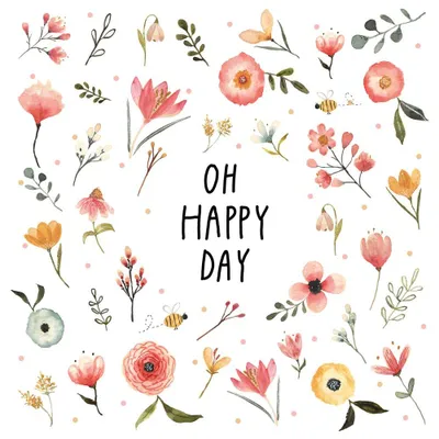 Produktbild von 20 Servietten Oh Happy Day - Happy Day um Blümchen 33x33cm