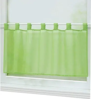 Image de Uni Vitrage rideau bistrot - Rideau court - 1 pièce - Vert - H 60 x L 120 cm