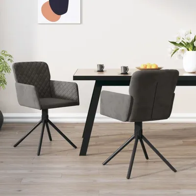 Produktbild von The Living Store Esszimmerstühle 2 Stk. Drehbar Dunkelgrau Samt
