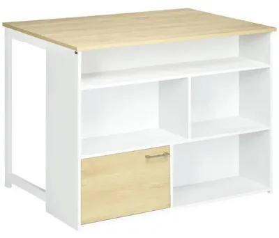 Obrázok produktu pre Moderný barový stôl - stojací stôl z MDF - pre 2 osoby - 4 otvorené police - skrinka s úložným priestorom - drevená konštrukcia - 116 x 79,5 x 91 cm - armygren