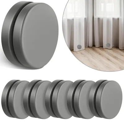 Produktbild von Runde magnetische Duschvorhanggewichte, starke Magnete, wasserdicht für Vorhänge und Tischdecken (grau, 6 Stück)